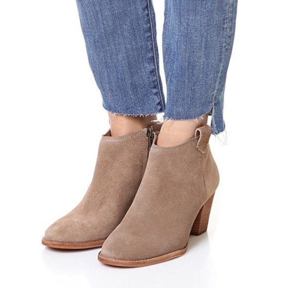 Madewell Billie Boot in Suede tan heeled bootie - Picture 1 of 10